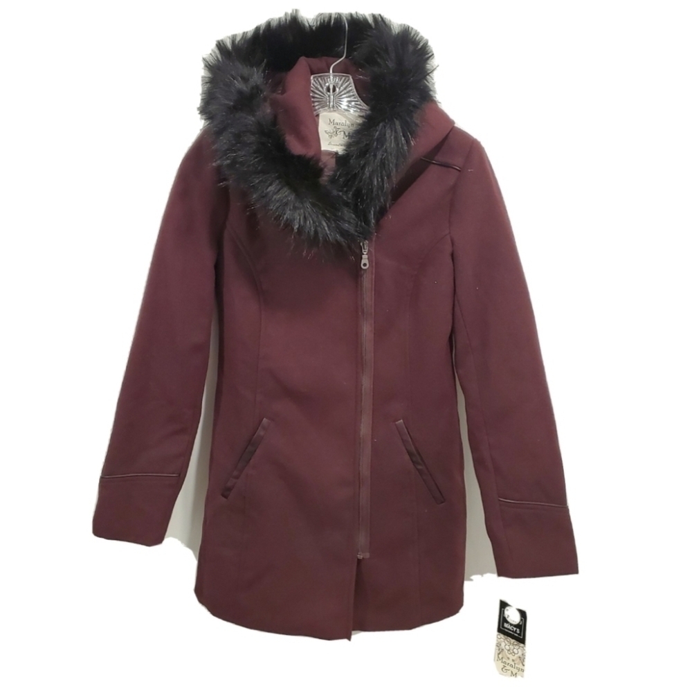 NEW Maralyn & Me Juniors Faux Fur Trim Puple Coat